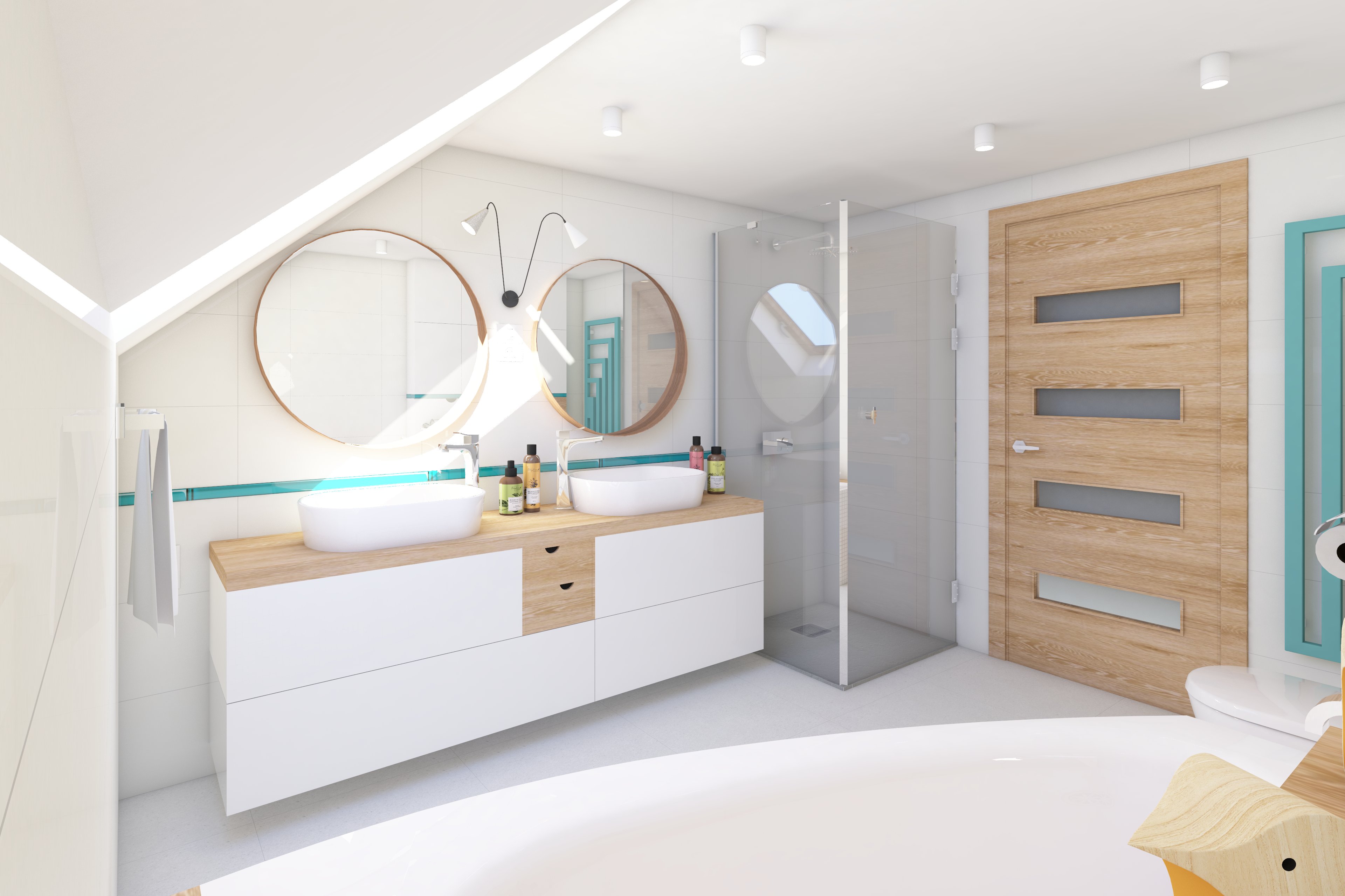 biala-lazienka-z-drewnem-i-turkus_2